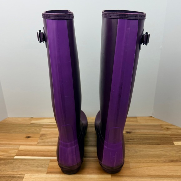 Hunter Women Boots Tall Purple Rubber Waterproof Rain Boots Size 10 - Picture 4 of 8